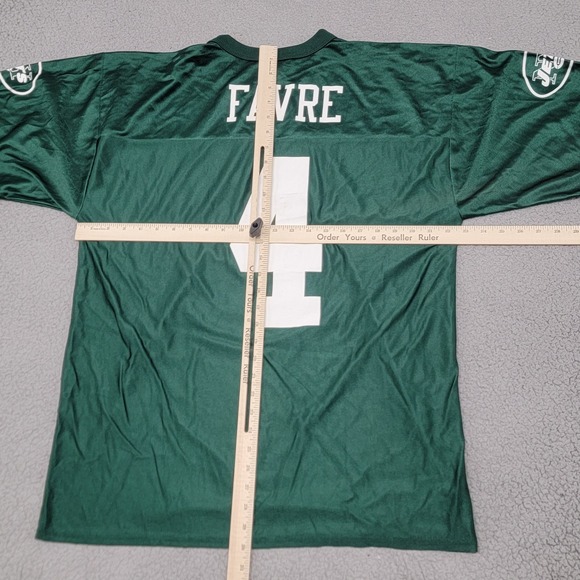 New York‎ Jets Jersey Mens Large Green NFL Football Brett Favre #4 Team Apparel - Picture 6 of 9